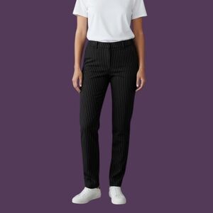 BRAVA 1990s Wrinkle Free Black Trendy Pinstripe Lowrise Dress Pants